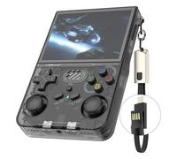 R36XX Portable Game Console, A Retro Portable Game Console That Supports Wireless Connection, with A 3.5-inch IPS Screen and Dual Joysticks, and Built-in 21000 Classic Games-black||128g