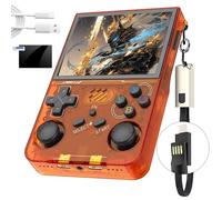 R36XX Retro Handheld Game Console 15000+ Games,3.5” IPS HD Screen Portable Video Game Console,LAN 2-Player Battle/WIFI Remote Upgrade/Network to Watch Video,Open Source Linux System (64G-Orange)