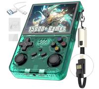 R36XX Retro Handheld Game Console 64G,Built-in 15000+ Games,12 Emulators,3000mAh,Retro Video Game Console with 3.5 Inch IPS OCA HD Screen,640*480P,Open Source Linux System,Dual 3D joystick (Green)