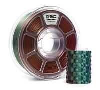 R3D Tri Color Silk PLA 3D Printer Filament Filament, Co-Extrusion, 1.75mm 1KG, 30-370 mm/s High-Speed Printing, 1.75mm, Dimensional Accuracy +/- 0.02 (Silk Green-Purple-Copper)