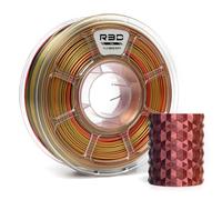 R3D Tri Color Silk PLA 3D Printer Filament Filament, Co-Extrusion, 1.75mm 1KG, 30-370 mm/s High-Speed Printing, 1.75mm, Dimensional Accuracy +/- 0.02 (Silk Red-Gold-Black)