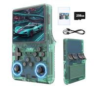 R40S Handheld Retro Games Console 256G, Retro Gaming Console with Built in 30000+ Retro Games 40+ Emulators, Open Source LinuxArk OS 2.0 System, 3.5 Inch IPS Screen, 640 x 480 (Green Transparent)