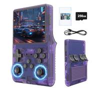 R40S Handheld Retro Games Console 256G, Retro Gaming Console with Built in 30000+ Retro Games 40+ Emulators, Open Source LinuxArk OS 2.0 System, 3.5 Inch IPS Screen, 640 x 480 (Purple Transparent)