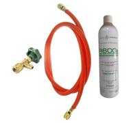 R600a Refrigerant Gas Recharge Kit - 420g Isobutane with 180cm Hose, Tap Tube Piercing Valve - R600 Gas Charging Kit for Refrigerators and Freezers