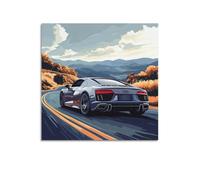 R8 V10 Supercar Retro Mountain Road Speed Dynamic Landscape Artwork Poster Poster Decorative Painting Canvas Wall Posters And Art Picture Print Modern Family Bedroom Decor Posters 16x16inch(40x40cm)