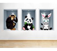 R826 Panda Zebra Monkey Nursery Zoo Window Wall Decal 3D Art Stickers Vinyl RoomKids Bedroom Baby Nursery Cool Livingroom Hall Boys Girls