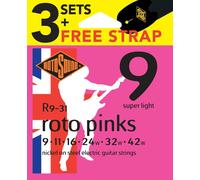 Rotosound Guitar Strings Nickel Super Light 9-11-16-24-32-42 Triple Pack