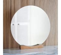 RA Home store® New Elegant Round Mirror With Wooden Stand, Perfect Bathroom Addition, 40cm Diameter