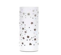 RA-HOMESTORE® Beautiful Pattern Stars Cut Out Cylinder Pad Lamp Creating a Calm Atmosphere for Reading or Relaxing. Small Stars and Circles are Cut Out from its White Ceramic Design- White