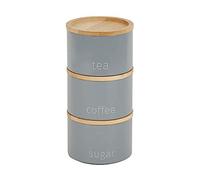 RA-Homestore® Boasting A Contemporary Design Grey Tea, Coffee and Sugar Metal Stacking Canisters