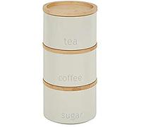 RA-HOMESTORE® Boasting A Contemporary Design Tea, Coffee and Sugar Metal Stacking Canisters (Cream)