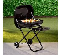 RA-HOMESTORE® Cast Iron Folding Barbecue with Shelf Side Shelf - Perfect For Preparing Food Easy Reach Hooks - For Hanging BBQ Tools Compact - Folds Away For Easy Storage 91 x 56 x 78cm (Approx.)