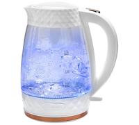 RA-HOMESTORE Diamond Glass Kettle 3000W Fast Boil 1.7 Litres Illuminated LED Overheat Protection Washable Limescale Accents Water Measurement 360° Rotation Base- White & Rose Gold