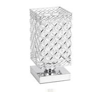 RA-HOMESTORE® Eye-catching High-Gloss Chrome Finish Chrome Square Jewelled Table Lamp Bring Elegance and Extravagance into Their Home- Silver