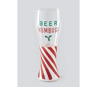 RA-HOMESTORE Get into the Festive Spirit with this Novelty Glitter Christmas Beer Humbug Glass (21.5cm x 7.5cm)