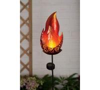 RA-HOMESTORE® Glass, Metal, Plastic Solar Fire Effect Flame Stake Light Add Some Flickering Firelight Ambience to Your Garden- Black