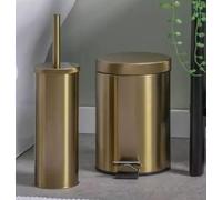 RA-HOMESTORE® New 2pc Gold Shade Metal Bathroom Set Including Toilet Brush Holder & 3L Pedal Bin With Removeable Inner Bin, Supplied Fully Assembled, Easy To Keep Things Hygienic and Clean.