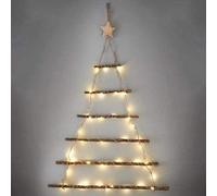 RA-HOMESTORE® New Amazing Lit Twig Wall Christmas Tree Decoration With 40 Warm White LED Lights Wooden Rope Ladder (90cm)