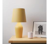 RA-HOMESTORE® New Ava Matt Stoneware Ceramic Bedside Table Lamp, Desk Lamp, Home Office Lamp with A Fabric Shade (Ochre)
