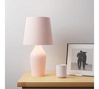RA-HOMESTORE® New Ava Matt Stoneware Ceramic Bedside Table Lamp, Desk Lamp, Home Office Lamp with A Fabric Shade (Blush Pink)