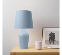 RA-HOMESTORE® New Ava Matt Stoneware Ceramic Bedside Table Lamp, Desk Lamp, Home Office Lamp with A Fabric Shade (Ashley Blue)