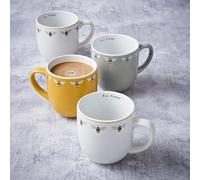 RA-HOMESTORE® New Beautiful Stoneware Bee Happy Printed Mugs - 4pk, Dishwasher & Microwave Safe