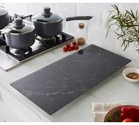 RA-HOMESTORE® New Black Marble Glass Hob Cover, Made from Durable Glass, Can Help Protect the Hob From Scratches and Spillages, Easy to Wipe Clean - Dimensions: 56cm x 27cm x 2.9cm