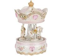 RA-HOMESTORE® New Bright and Cheerful Pink Jewel Carousel, Plays the Classic Song Edelweiss