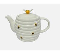 RA-HOMESTORE® New Ceramic Honey Bees Teapot with A Coordinating Bee-Shaped Knob for The Lid in White, Complete Your Bee Teaset with This Lovely Teapot, Makes A Lovely Gift