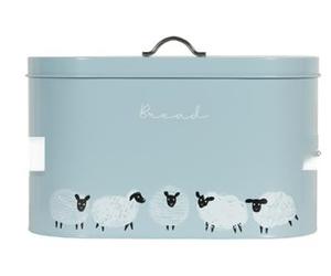 RA-HOMESTORE® New Charming Sheep Design Around the Base Oval Bread Bin, Keeps Moisture at Bay, So the Bread Stays Fresh, Ready to Eat, Ideal for Storing Bread Safely - Grey