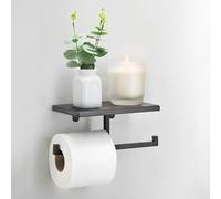 RA-HOMESTORE® New Double Toilet Roll Holder & Shelf, Easily Access Your Toilet Roll With This Handy Double Toilet Roll Holder & Shelf, Just the Thing To Place Your Mobile On (Black)