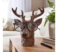RA-HOMESTORE® New Funky Resin Head Pot & Reading Glasses Stand Holder Pencil Storage Desk Ornament (Stag)