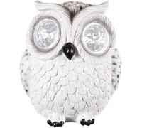 RA-HOMESTORE® New Gorgeous Solar Resin Owl with Crystal Eyes, Create a Gorgeous Decorative Feature in Your Garden (White)