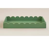 RA-HOMESTORE® New Green Large Scalloped Tray With Sturdy Side Handles, Perfect for Serving, Displaying Decor, Or Organizing Essentials, Bring Charm and Color to Your Space, Ideal for Entertaining.