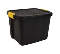 RA-HOMESTORE® New Heavy Duty Storage Box With Secure & Lockable Lid, Stackable Design for Easy Storage, Keeps All the Contents Safe, Suitable Storage Solution for Any Home - Black - 60l