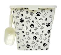 RA-HOMESTORE New Printed Pet Food Container, Complete With A Handy Scoop, Perfect for Safely Storing your Pet's Food, You Can Dish Out Food Easier - Black & White - 6 Litre.