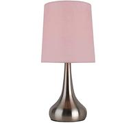 RA-HOMESTORE® New Rimini Touch Dimmable Lamp with Faux Silk Lampshade Bedside Sideboard Desk Table Lamp (Pink)