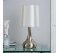 RA-HOMESTORE® New Rimini Touch Dimmable Lamp with Faux Silk Lampshade Bedside Sideboard Desk Table Lamp (Cream)