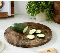 RA-HOMESTORE® New Round Marble Chopping Board, Easily Be Wiped Clean, Adds an Effortless Flair to Any Kitchen Whilst on Display, Durable and Hygienic Surface to Prepare Food - Brown