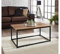 RA-HOMESTORE® New Solid Tromso Coffee Table with Dark Wood Top and Black Legs.