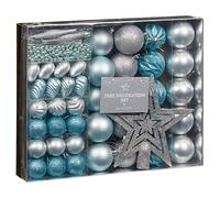 RA-HOMESTORE New Stunning Christmas Tree Decoration Set 50pc - Blue and Silver