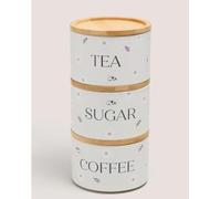 RA-HOMESTORE® New White Bee Daisy Stackable Canisters With Wood Lid, Perfect for Storing Tea, Coffee, Sugar, Or Snacks, Bringing A Touch of Nature Inspired To your Countertops.