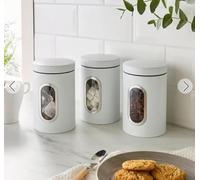 RA-HOMESTORE New White Effect Kitchen Canisters 3pc