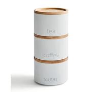 RA-HOMESTORE® New White Tea Coffee & Sugar Stackable Canisters (24cm x 11cm)
