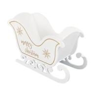 RA-HOMESTORE® New Wooden Snowy White Sleigh Ornament With A Classic Design Also A Warm Merry Christmas Message, Crafted from Wood, Perfect for Showcasing Anywhere Around Your Home.