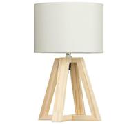 RA-HOMESTORE® Small Tripod Lamp Natural Wood Tripod is Modern Looking, Fresh and Natural, Giving Your Desk, Side Table or Night Stand a dose of Style.- Cream.
