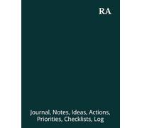 RA: Journal, Notes, Ideas, Actions, Priorities, Checklists, Log | Tool for Daily Goal Setting Tracker | Time Management | Performance Reviews | Project Office Book Gifts for Meetings