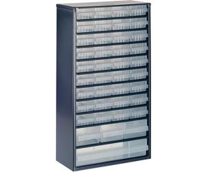 raaco 137430 "1240-123" Cabinet with 40 Drawers, Blue/Transparent