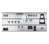 raaco 2 TWP Set | Galvanized Perforated Panel with 28 SuperClip Hooks for Different Types of Tools | 104 x 44 cm, 150 kg Load Capacity | Tool Organiser, 2 Pegboards, Wall Panel for Workshop and Garage