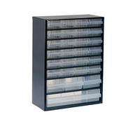 Raaco Metal Cabinet 137492 928-123 – 28 Plastic Drawers, 26.4 kg Load, Wall-mountable